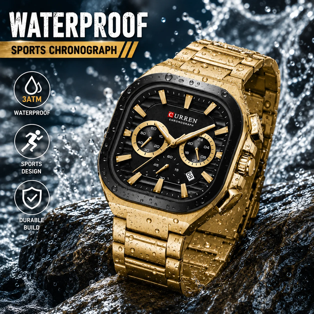 CURREN Original Design Fashion Men's Watches Stainless Steel Simple Calendar Male Waterproof Wristwatches Relogio Masculino
