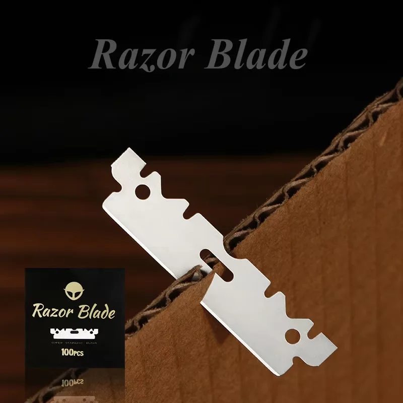 Alat cukur pria, pisau cukur satu sisi Stainless Steel 100 buah alat cukur Manual