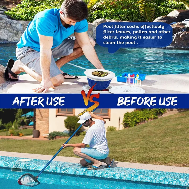 

AB46-Носки с фильтром для бассейна, носки с фильтром для скиммера для бассейна, носки с фильтром для чистки бассейна для прочного плавания (40 шт. в упаковке)