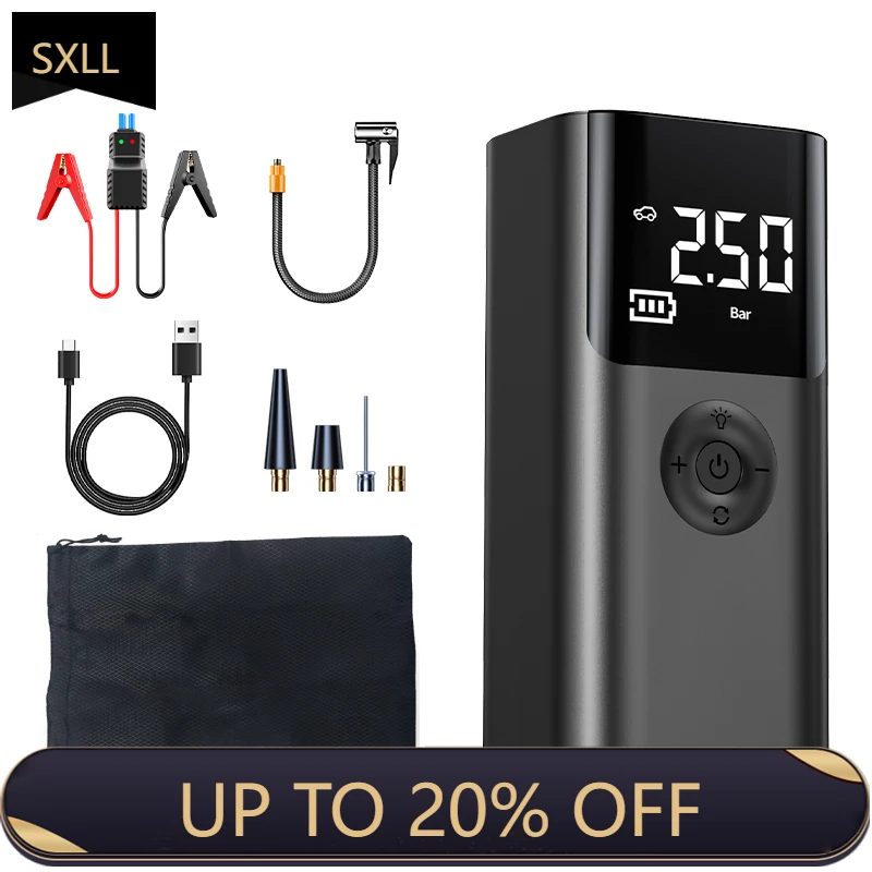 

SXLL 45W 2000A Air Pump Jump Starter Supercharger 16000 mAh Power Pack Lithium Battery Car Jump Starter