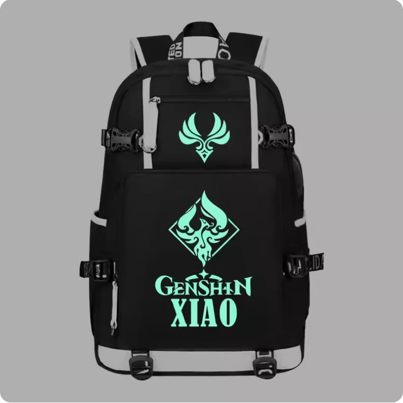 2024 Anime Genshin Impact Schoolbag Tartaglia Xiao Wanderer Zhongli Venti Male and Female Students Luminous Backpack Laptop Bag