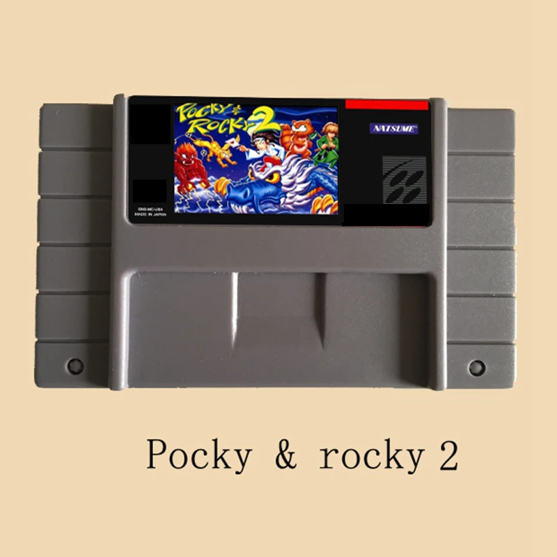 High Quality 16 Bit Pocky rocky 2 NTSC Big Gray Game Card For USA Version Game Player