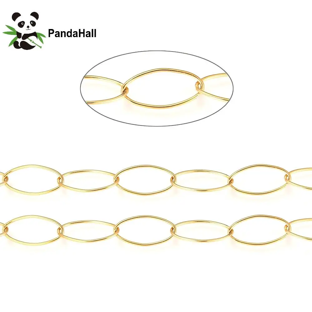 

PandaHall 5m/roll 304 Stainless Steel Paperclip Chains Drawn Elongated Cable Chains Plated Soldered with Spool 20x10x1mm