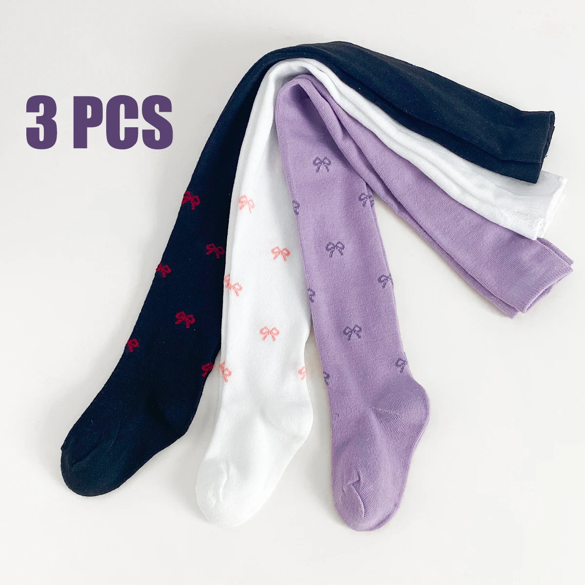 3 PCS All-Year Solid Color Baby Toddler Leggings Socks – Children Girl Kid Tights for Daily School, Play & Layering