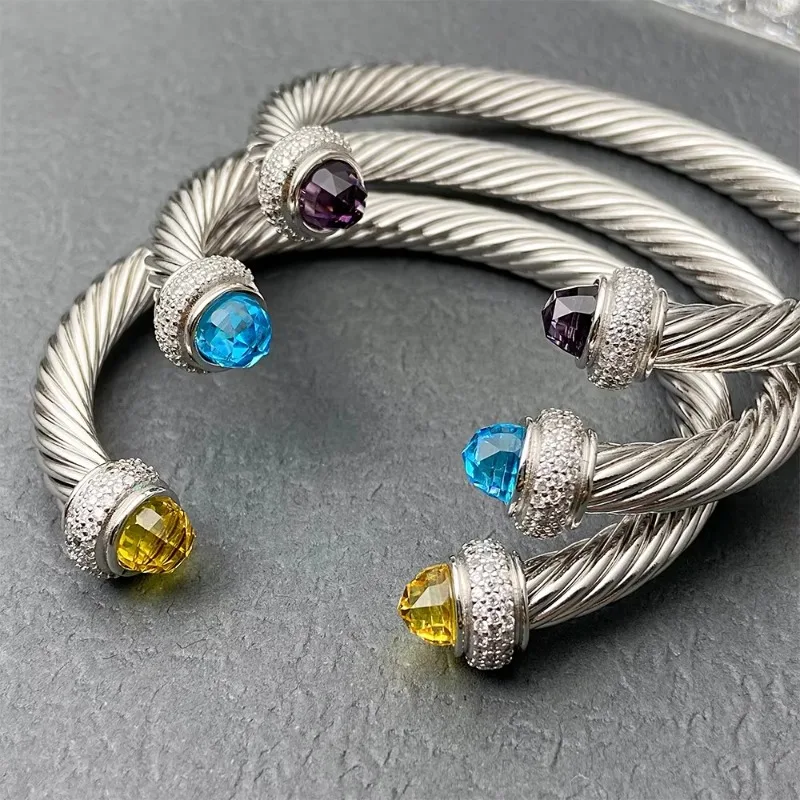 

Спиральный браслет с цветными кристаллами, открытый браслет-кафф, высококачественные модные украшения оптом