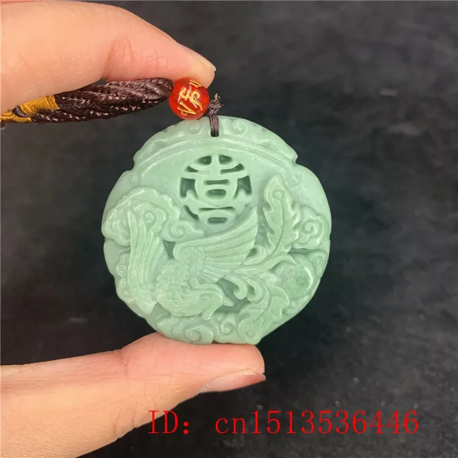 

Natural White Green Chinese Jade phoenix Pendant Necklace Fashion Charm Jewelry Double-sided Hollow Carved Amulet Gifts for Her