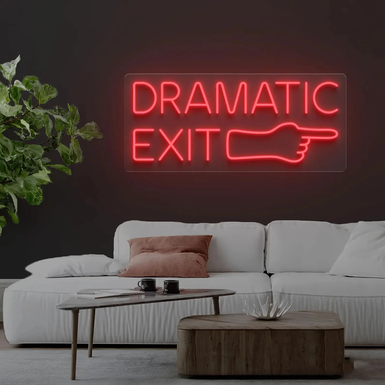 Dramatic Exit Neon Sign,Funny Wall Art,Bar,Lounge,Home,Party Decor,Vintage Quote Sign,Aesthetic Room Decor,Custom Neon Sign