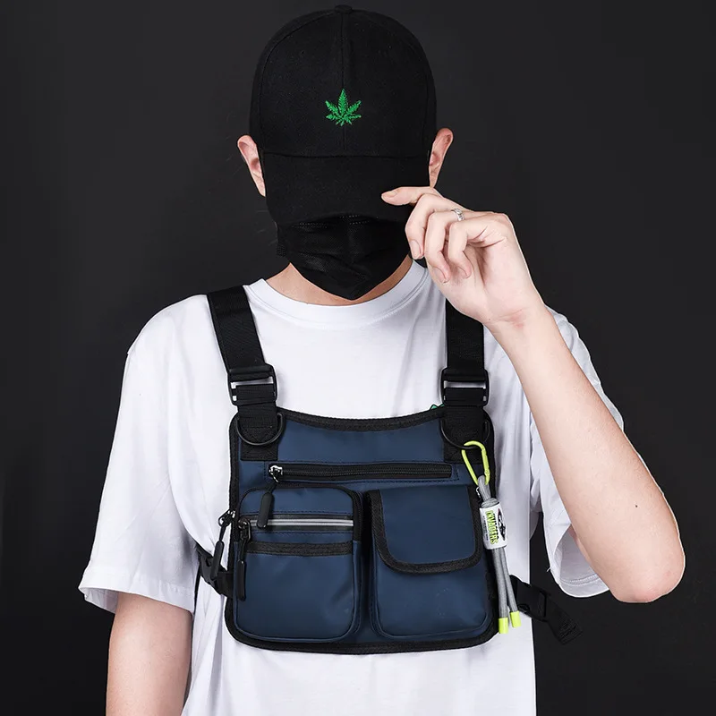 2023 ropa informal estilo Hip Hop bolsa de aparejo de pecho con colgante Oxford de alta calidad chaleco deportivo Unisex bolsas de pecho multifunción riñoneras