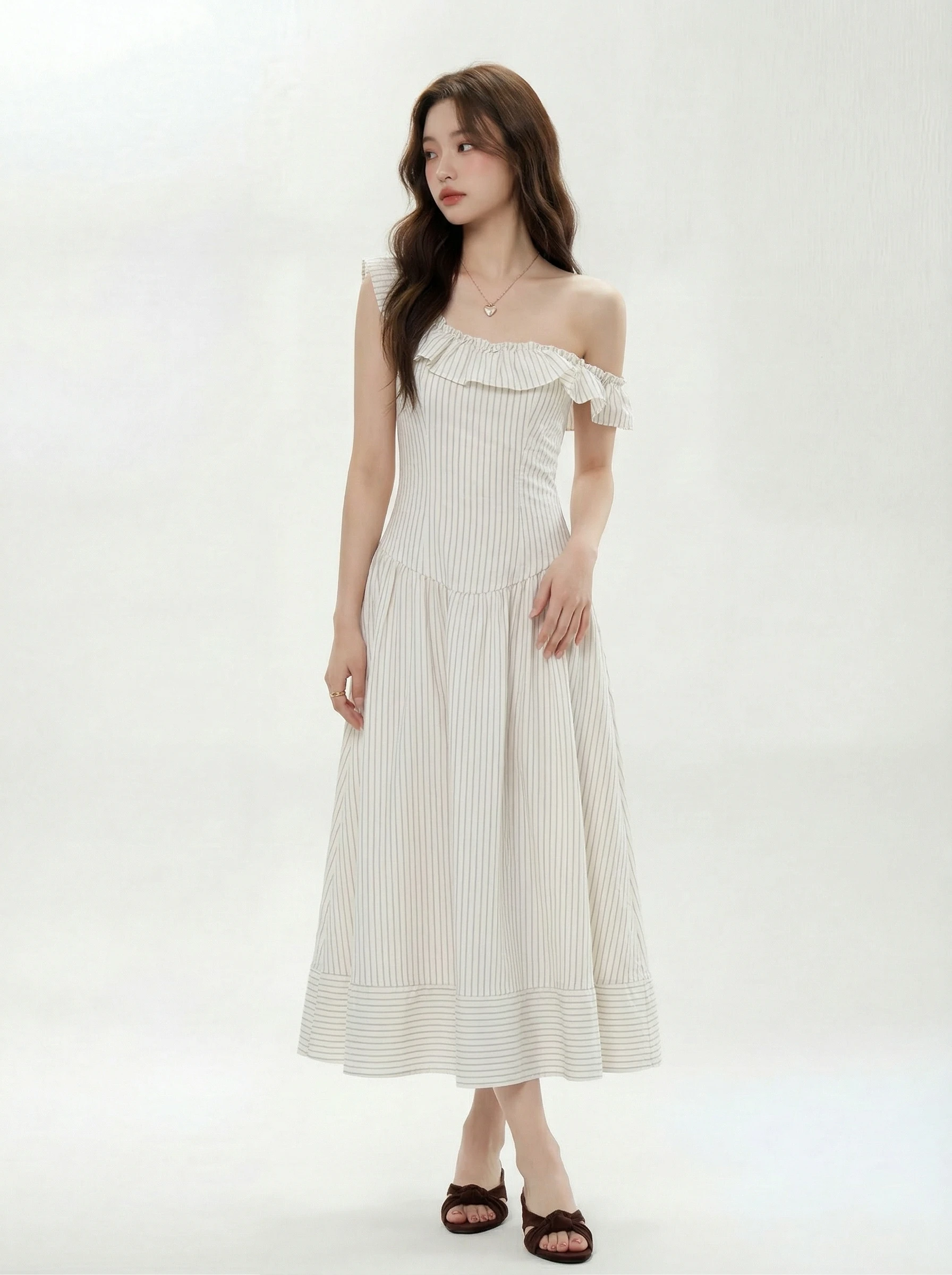 

Элегантное приталенное длинное платье с бантиками на плечах и рукавами-колокол, с высокой талией и U-образным вырезом, миди-платье для женщин, летняя одежда