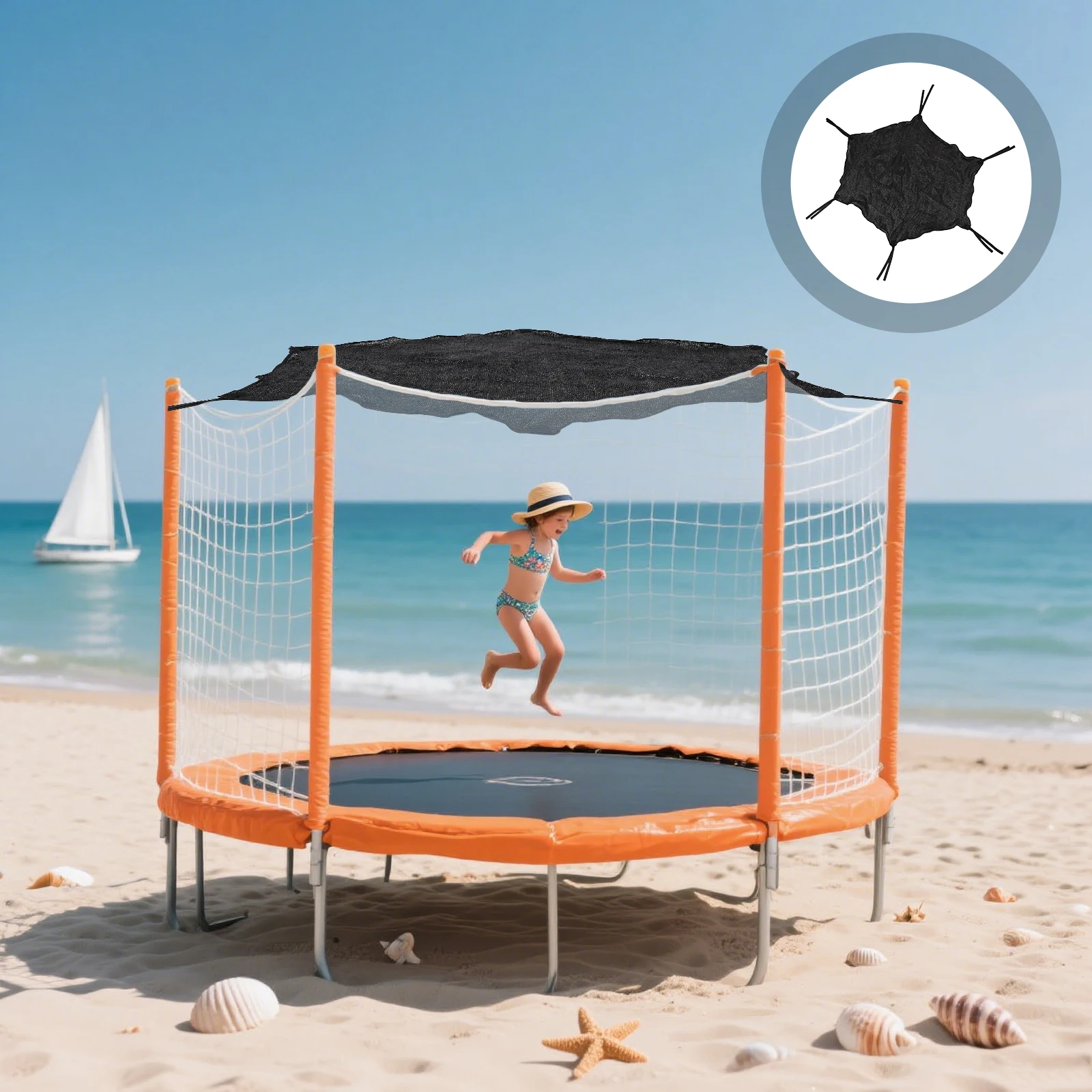 

Trampoline Sunshade Net 6Ft Uv Resistant Heavy Duty Outdoor Cover Weatherproof Shade Cloth Anti Uv Leaf Guard Heat Resistant