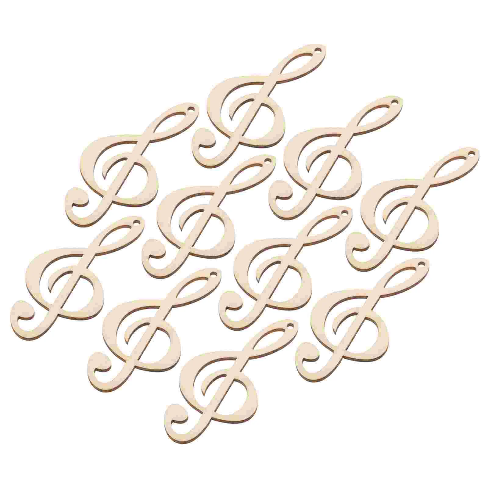 

10 Pcs Mini Musical Note Wood Piece Pendant Child Notes Embellishments Party Decorations Door Sign