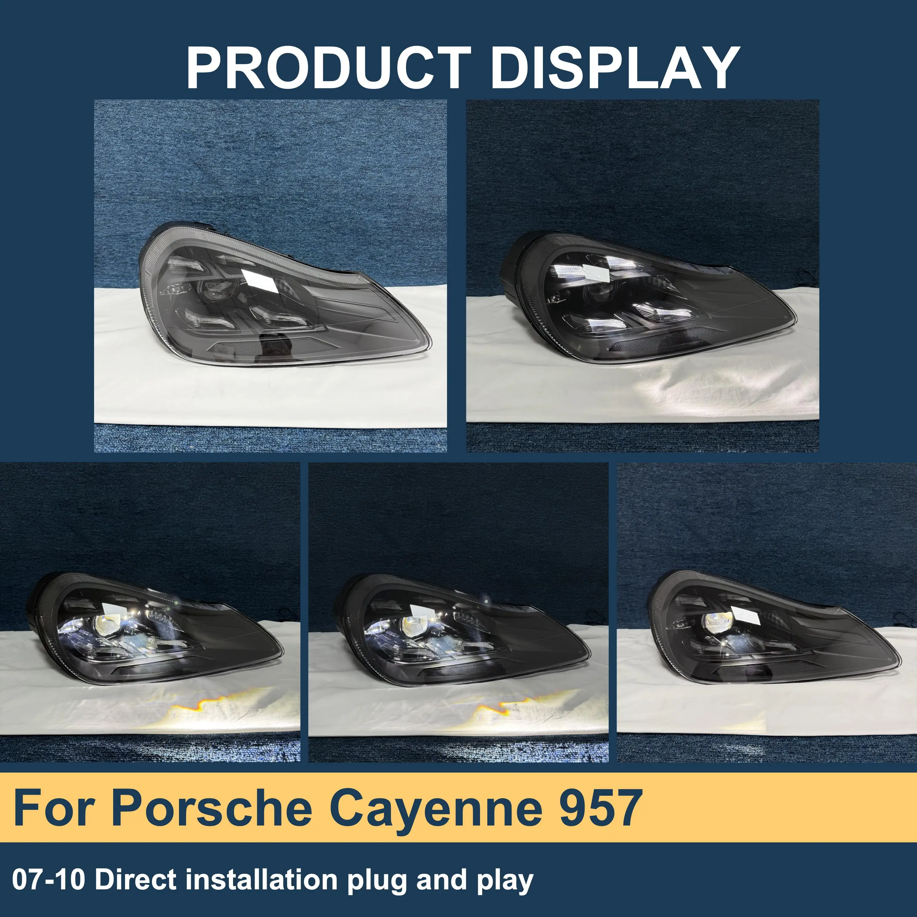 J ONE LCI Upgrade LED Headlight For Porsche Cayenne 957 2007-2010 Matrix Beam Retrofit Pair