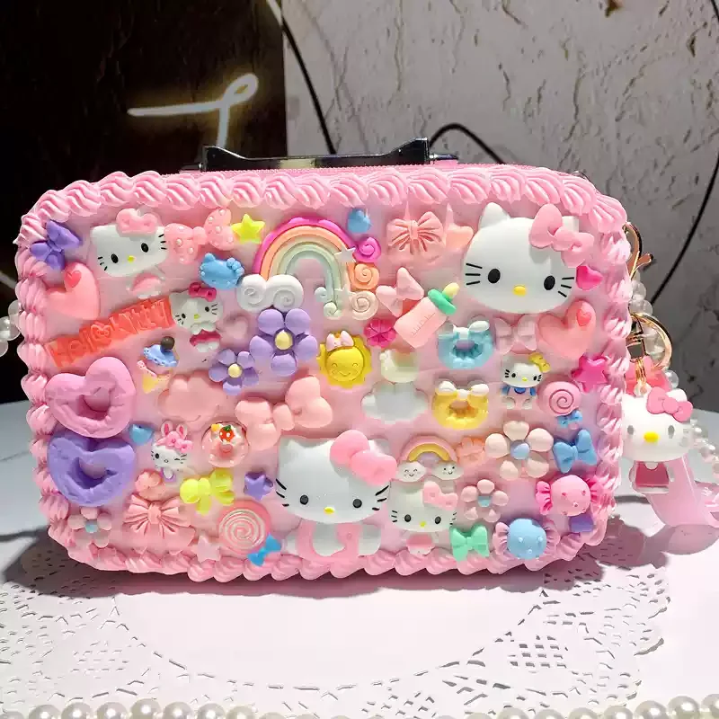 Sanrio KT Jewelry Box Portable Creative Cute Cartoon Storage Box Anime Hello Kitty My Melody Makeup Box Messenger Bag Girl Gifts