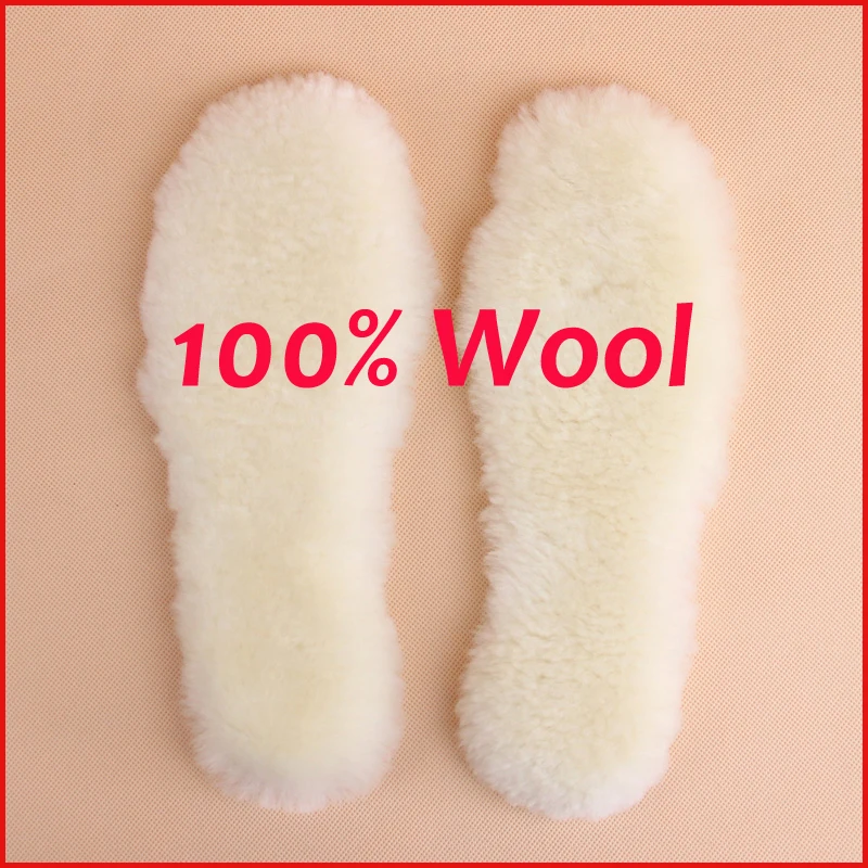 Natural Sheepskin Insoles Winter Real Fur Wool insoles Men Women Warm Soft Thick warm Cashmere Snow Boots Shoe Pad