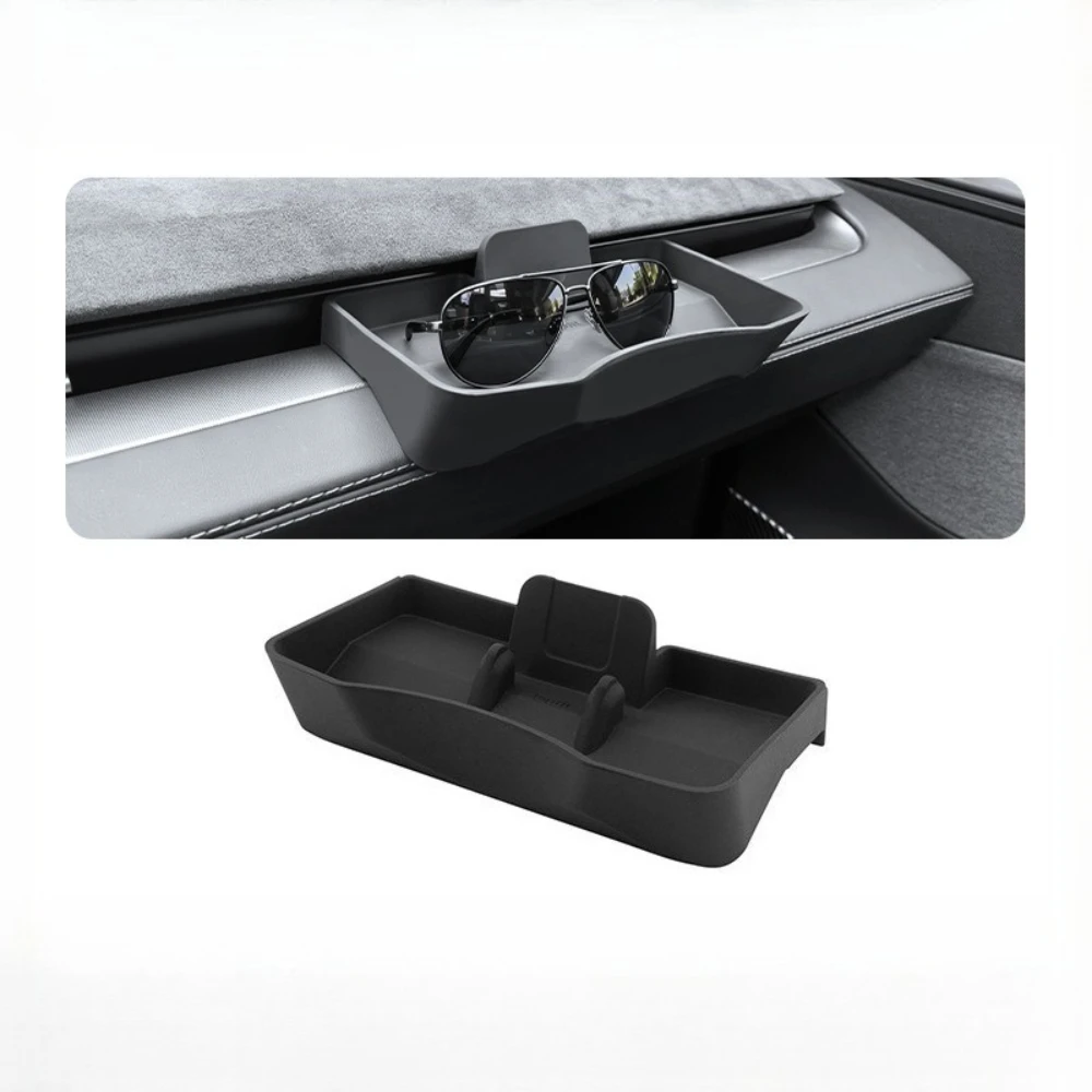For Tesla Model Y/YL Juniper/Model 3 Highland Car Phone Holder Central Control Storage Box Dashboard Eyeglass Case Accessories