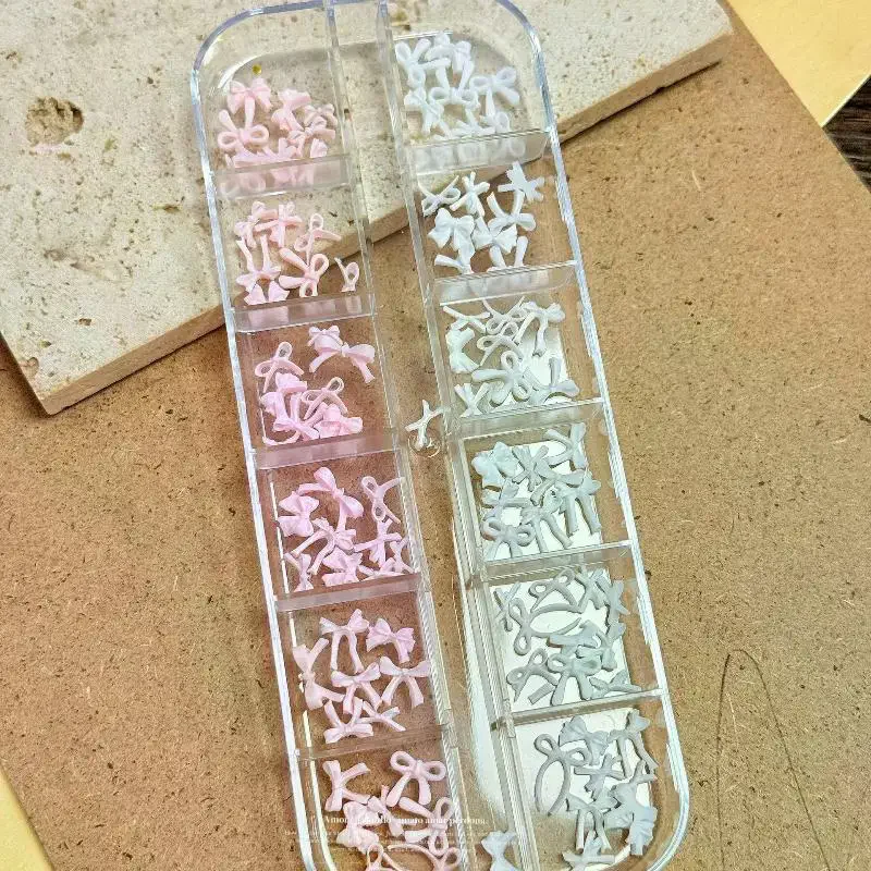 3D Bow Nail Charms Kit 12 Grids Perfect for Nail Art DIY Unique Mixed Bows Decoration Accessories