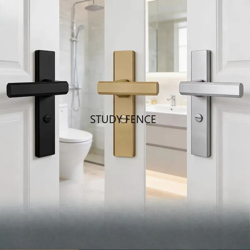 Aluminum Alloy Door Lock Set Bathroom Single Tongue Lock Suitable for New Door Installation Hardware Accessories Excluding Keys