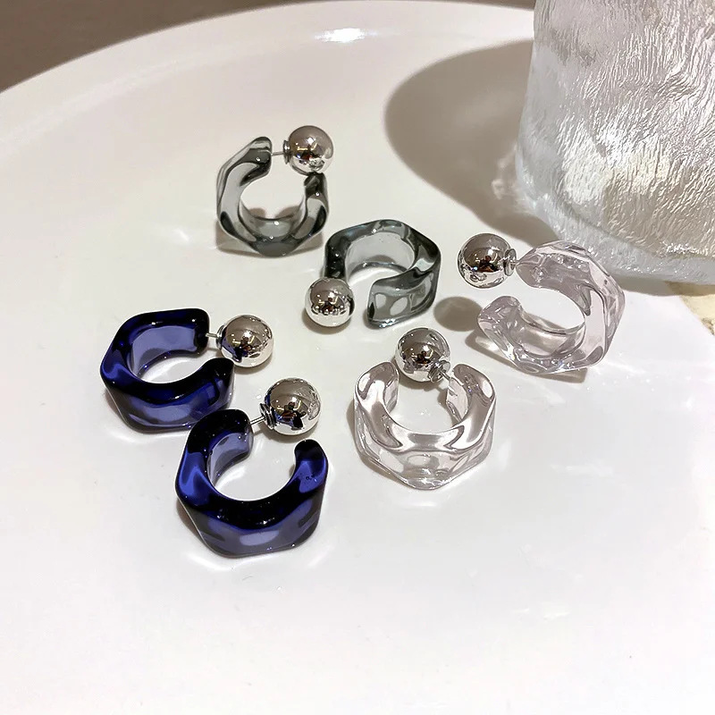 

New Tide Personality Irregular Clear Acrylic C Shaped Earrings for Women Fashion Accessories Party Charm Jewerly Birthday Gifts