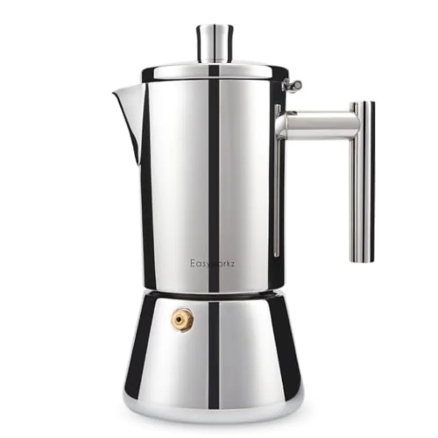 

Кофеварка Diego Stovetop Espresso из нержавеющей стали, итальянская кофеварка на 6 чашек, кофеварка Мока, индукционная кофеварка для эспрессо