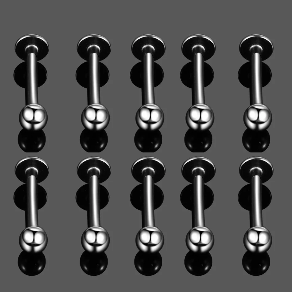 1Pc/10Pcs Surgical Steel 16G 14G Tragus Helix Piercing Labret Lip Rings Stud Cartilage Ear Piercings Body Jewelry For Women Men