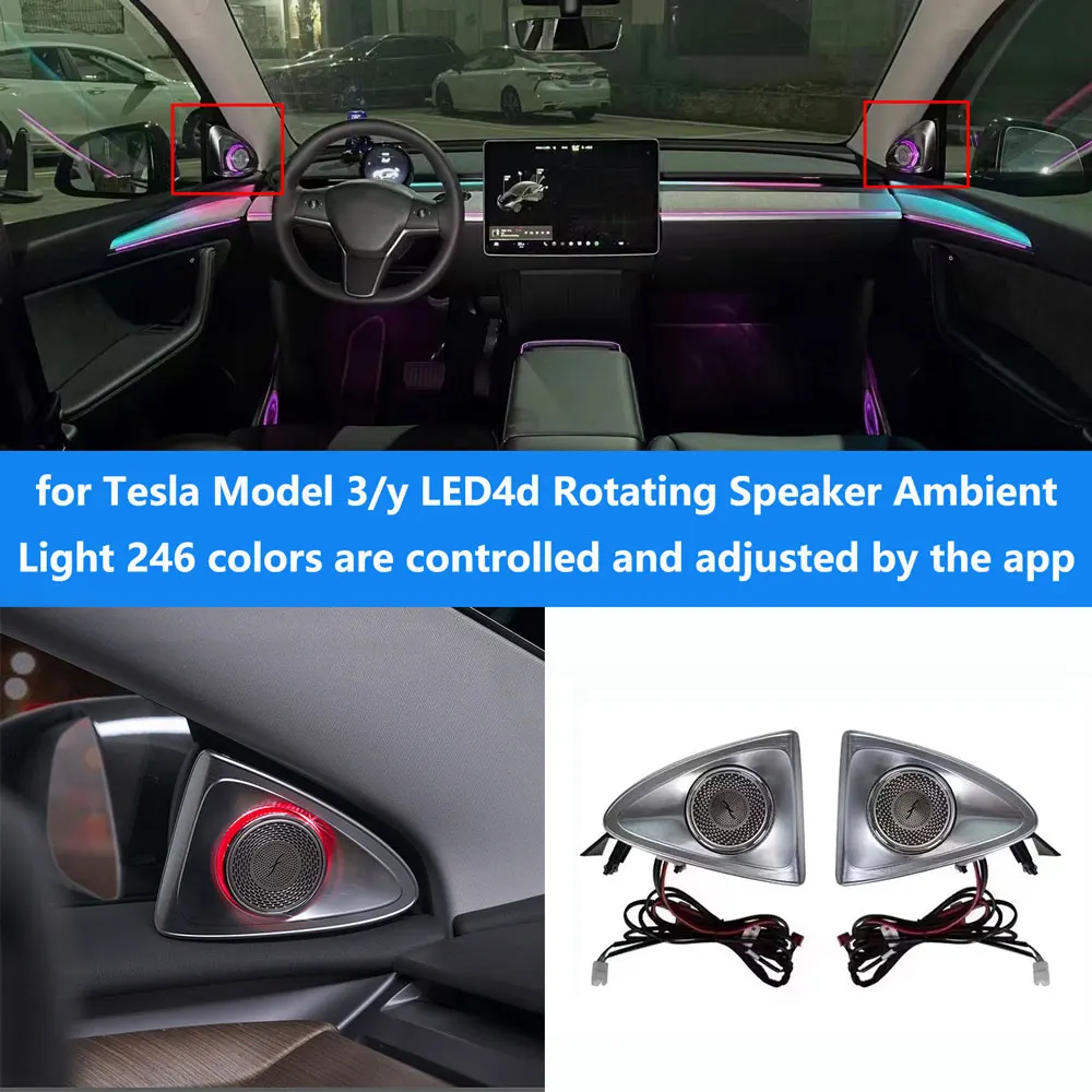 

246-color LED ambient light for Tesla model 3/y 4D rotating tweeter ambient light LEDa-pillar speaker ambient light