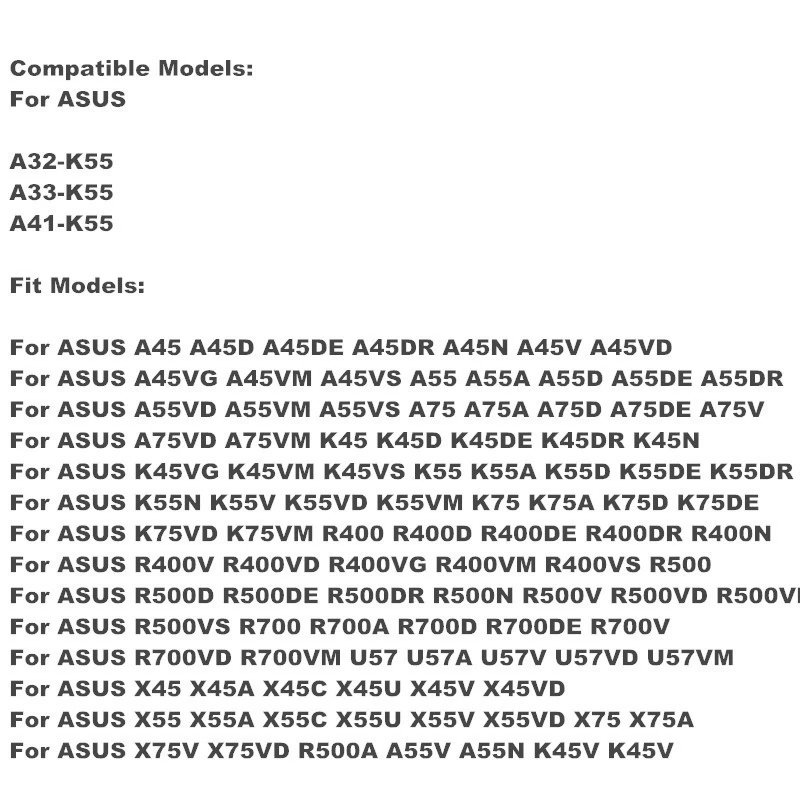 New Laptop battery For Asus Asus  X45C X45A U57VM U57A X55U X55C X55A X55V X55VD X75A X75V X75VD X45VD X45V X45U