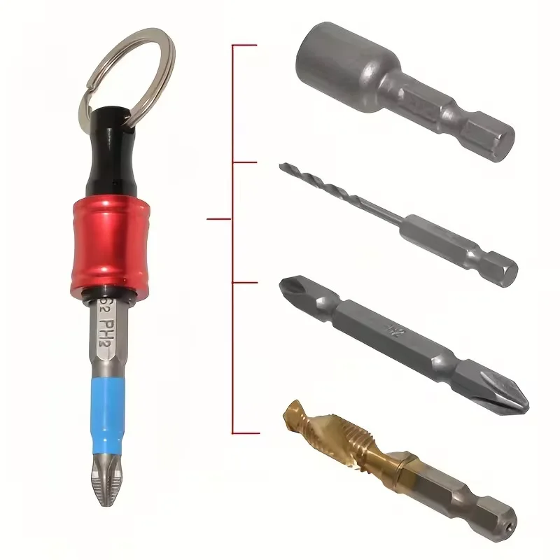 6/12 PCS Colored Keychain Extension Bar Set Extension Bar & Carabiner Set, 1/4-Inch Hex Shank Drill Bit Storage Extension Bar