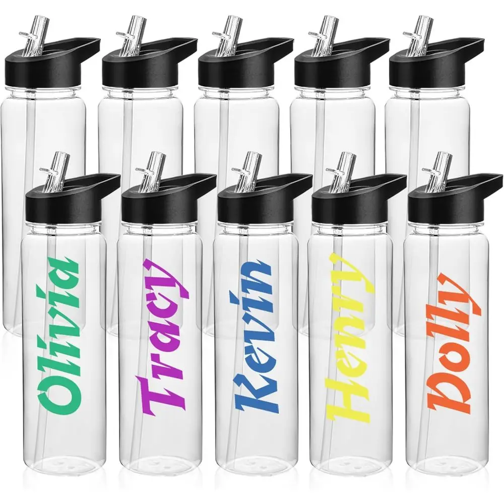 

Набор из 10 прозрачных бутылок для воды, 24 унции, многоразовые пустые бутылки для воды с герметичной крышкой и ручкой, портативные стаканы с широким горлышком для спорта