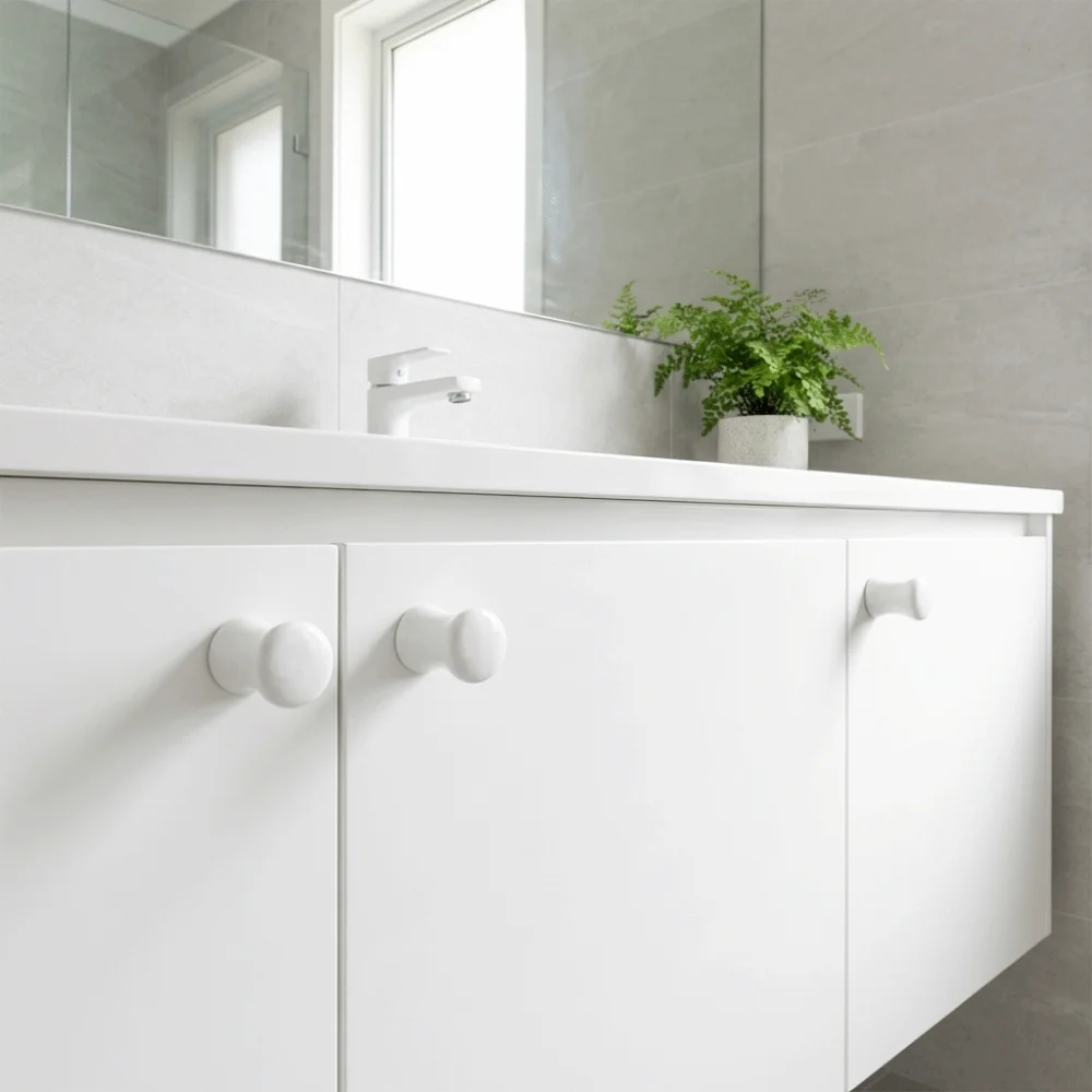 2pcs/bag White Ceramic Ceramic Cabinet Pulls Simple Design Elegant Design Round Cabinet Knobs Round Shape Durable Construction