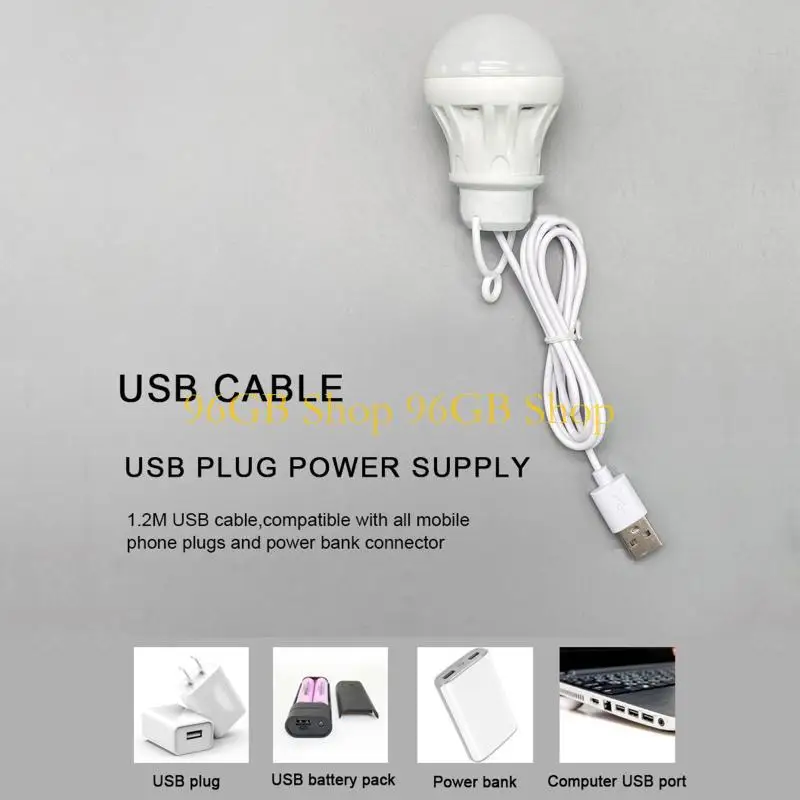 

96GB 5V LED Light Portable Camping Ball Lamp Bulb USB Powered LED Bulb