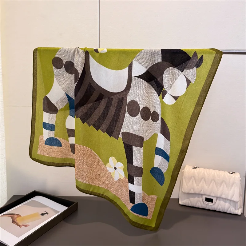 

French-style lightweight luxury herringbone cotton-linen imitation velvet headscarf shawl sun protection neck scarf for women