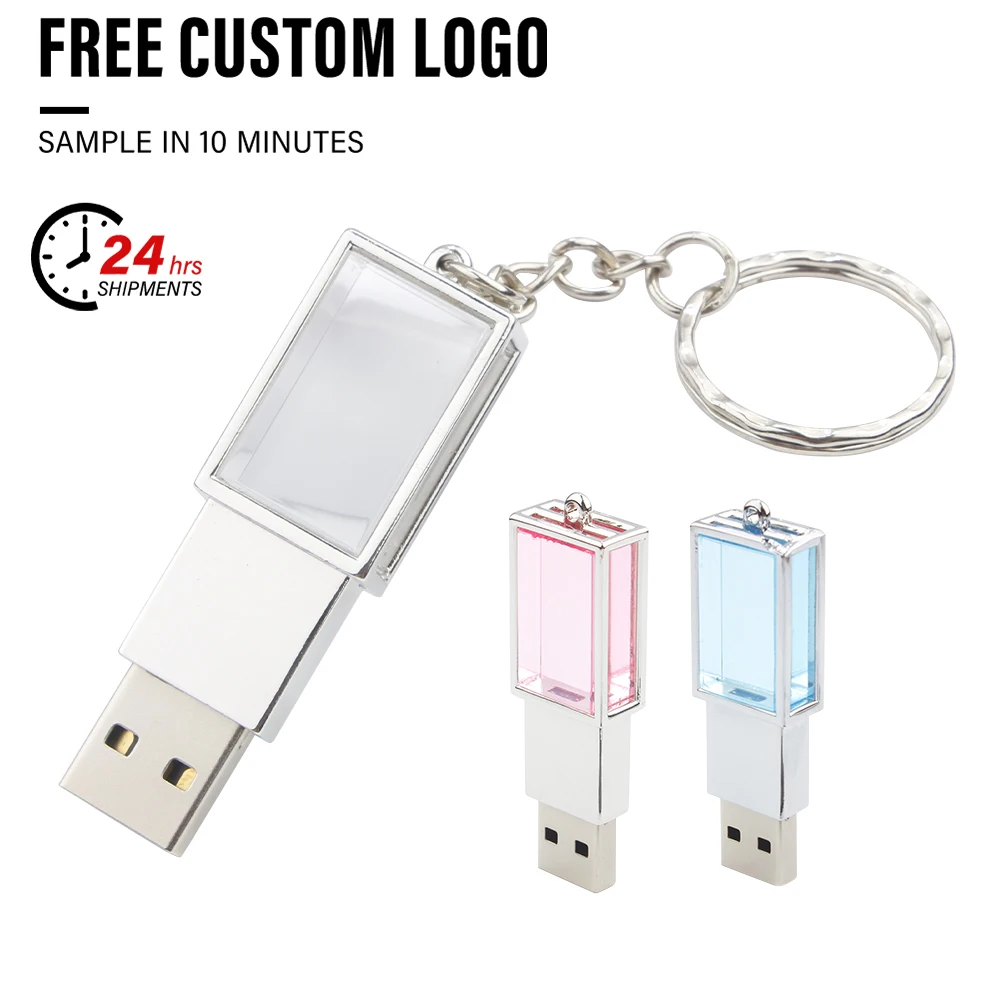 

Crystal Pen Drive 128 ГБ Бесплатная карта с логотипом 64 ГБ Бесплатная брелок USB-флеш-накопитель 32 ГБ Свадебный подарок USB-накопитель 16 ГБ 8 ГБ