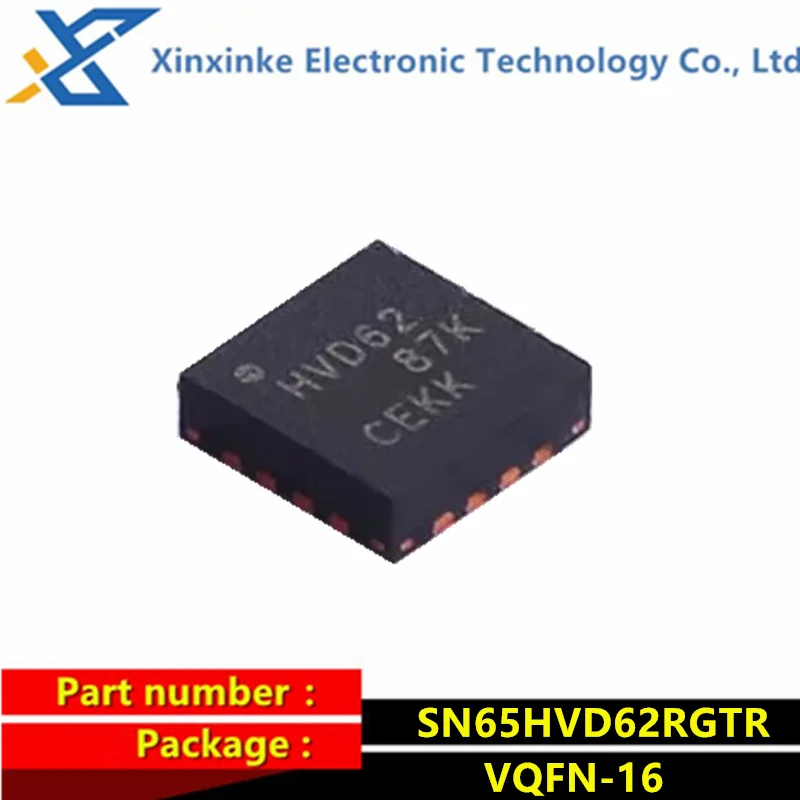 5PCS SN65HVD62RGTR Mark：HVD62 VQFN-16 Interface - Specialized On-Off Keying Coax Modem Transceivers Brand New Original