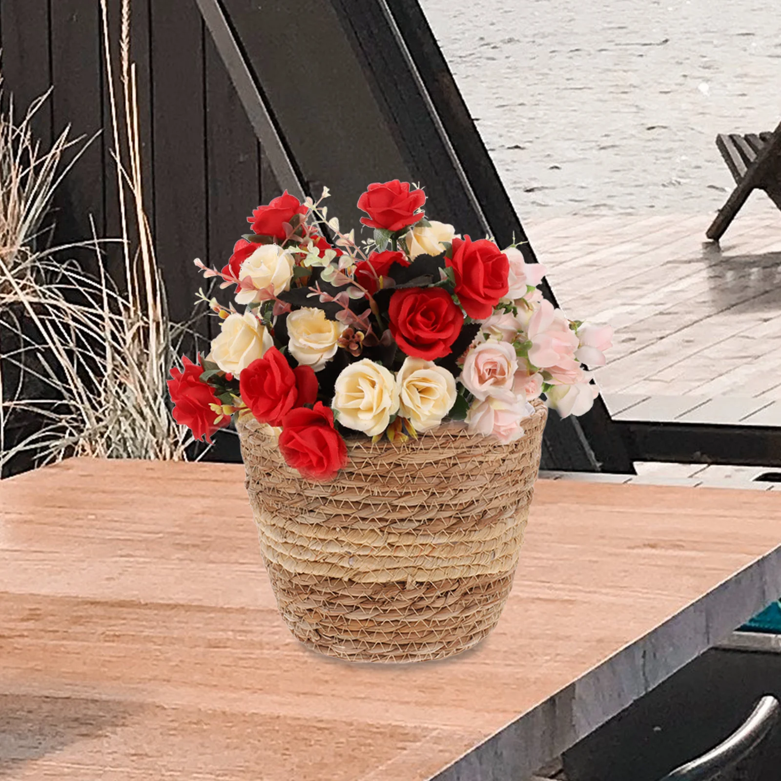 

Woven Plant Basket Handmade Natural Flower Pot Container for Indoor Plants Decorative Planter Basket Storage Use Home Garden