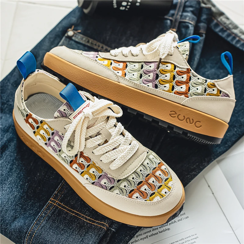 

Men Soft Cushion Platform Sneakers Breathable Lightweight Comfortable Walking Outdoor Office Casual Footwear