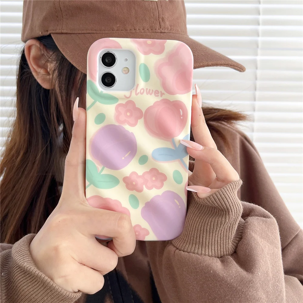 INS beautiful flower Liquid water ripple silicone soft phone case for iphone 12 11 13Pro Max cover for iphone 14promax funda