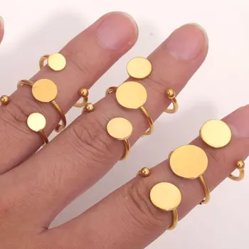 10 adet Ayarlanabilir Halka Açılış Paslanmaz Çelik Halka Çerçeve Taban Tepsisi DIY Ped Disk Parmak Yüzük Boş Ayarlar Yüzükler Takı Yapımı