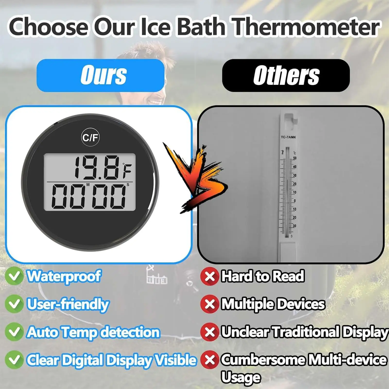 Floating Pool Ice Bath Thermometer Timer Waterproof Thermometer Spa Hot Tub Water Smart Digital LCD Display Temperature Sensor