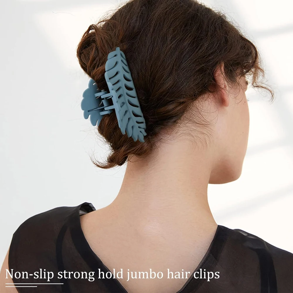แฟชั่นอะคริลิค Leaf Shaped ผม Claw ผู้หญิงลื่นขนาดใหญ่ Strong Hold Shark Jaw คลิปสําหรับผมยาวหนาฤดูร้อน Headwear
