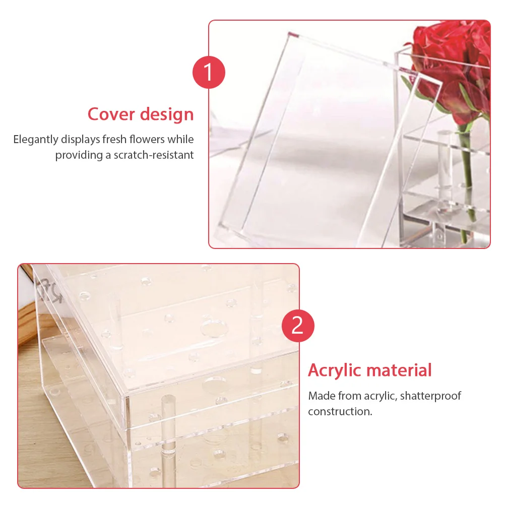 

Transparent Acrylic Flower Box Square Eternal Holder Suitable for Birthday Wedding Gifts Clear Preserved Flower Packaging