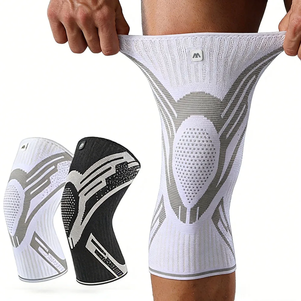 1 Stück Kompressions-Kniebandage Elastische Atmungsaktive Knieschoner Stütze Federn Fitnessstudio Sport Protektor Basketball Volleyball Laufen