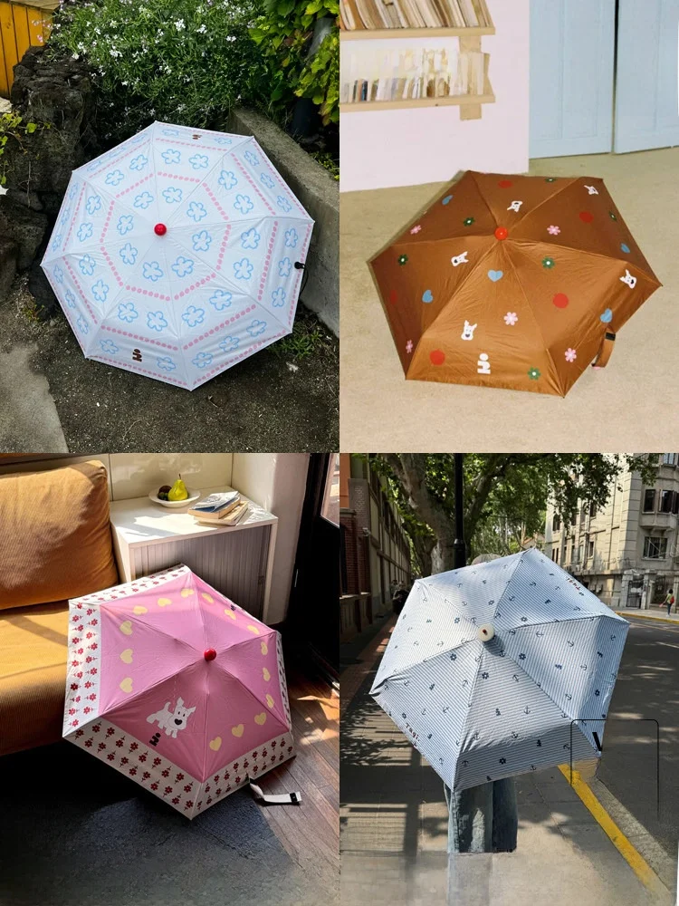 

Tagi Foldable Umbrella UV Protection Cute Sunscreen Rain And Sun Dual Purpose Umbrella Alloy Shaft Summer Season Orange Pattern