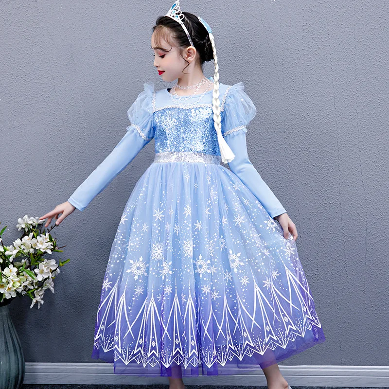 Venda quente festa de aniversário halloween elsa cosplay vestir trajes com acessórios vestido de princesa