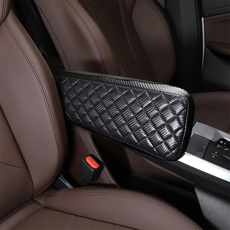 لسيارات BMW X1 U11 2023-2024 جلد أسود/قماش مسند ذراع لمقعد السيارة صندوق وحدة التحكم المركزية الغطاء الواقي اكسسوارات السيارات #4