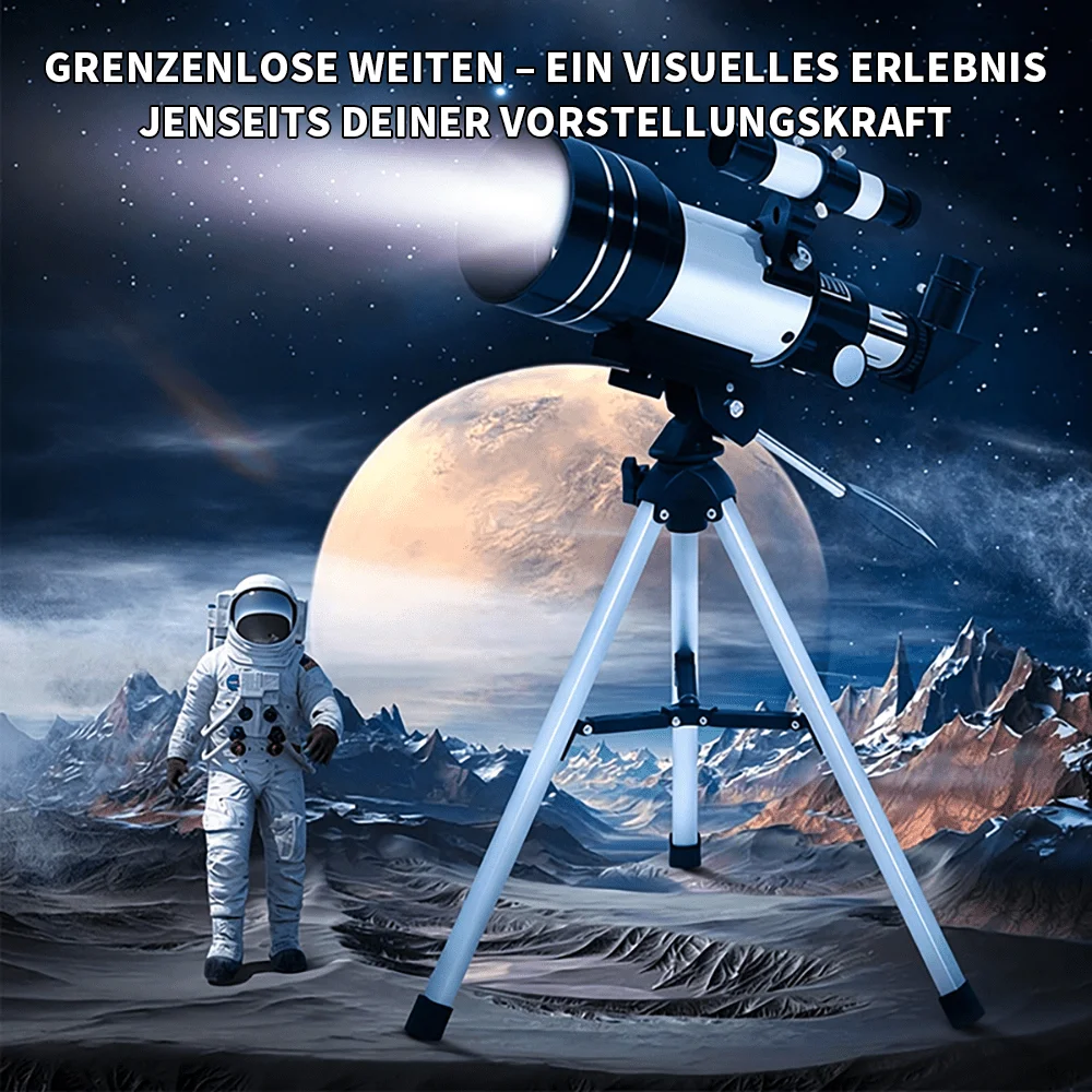 150X Refraktor-Astronomieteleskop mit 70mm Objektivlinse, tragbar mit Stativ & Smartphone-Adapter für Sternenbeobachtung – Detail 1