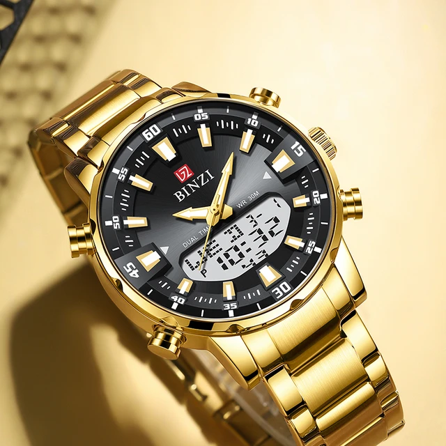 Golden big dial watch hot sale