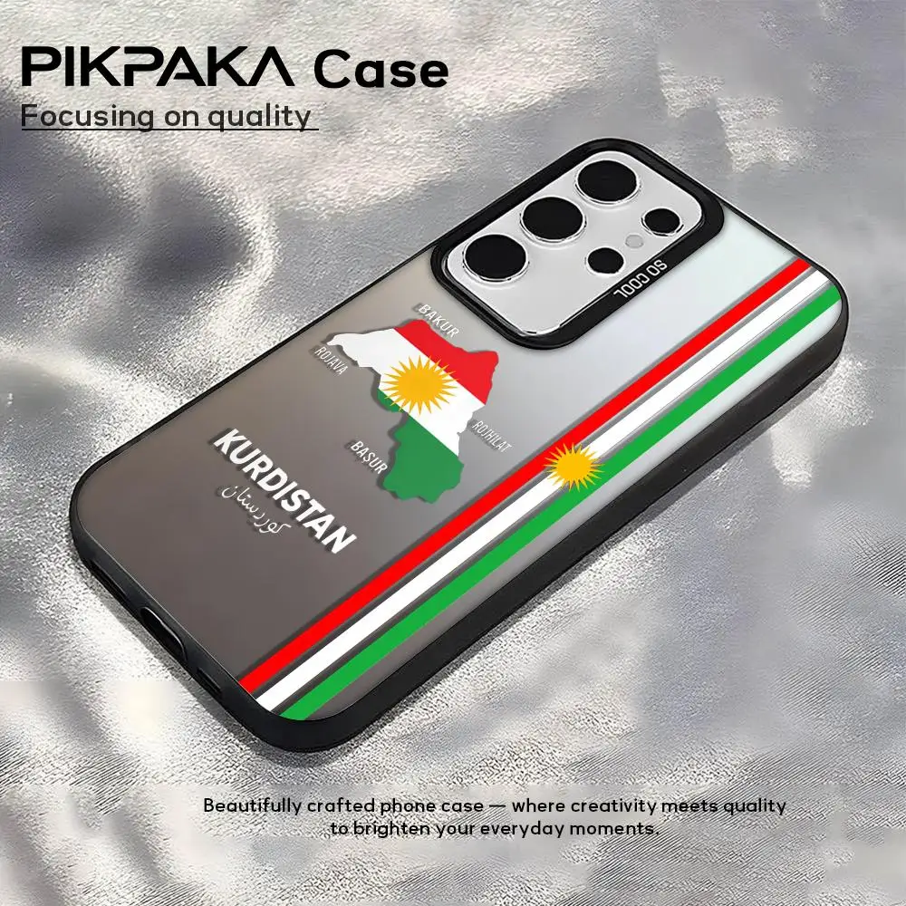 كردستان العلم خريطة شعار قضية الهاتف لسامسونج غالاكسي S25 حافة S24 S23 S22 S21 S20 الترا فوندا سيليكون غطاء فضي