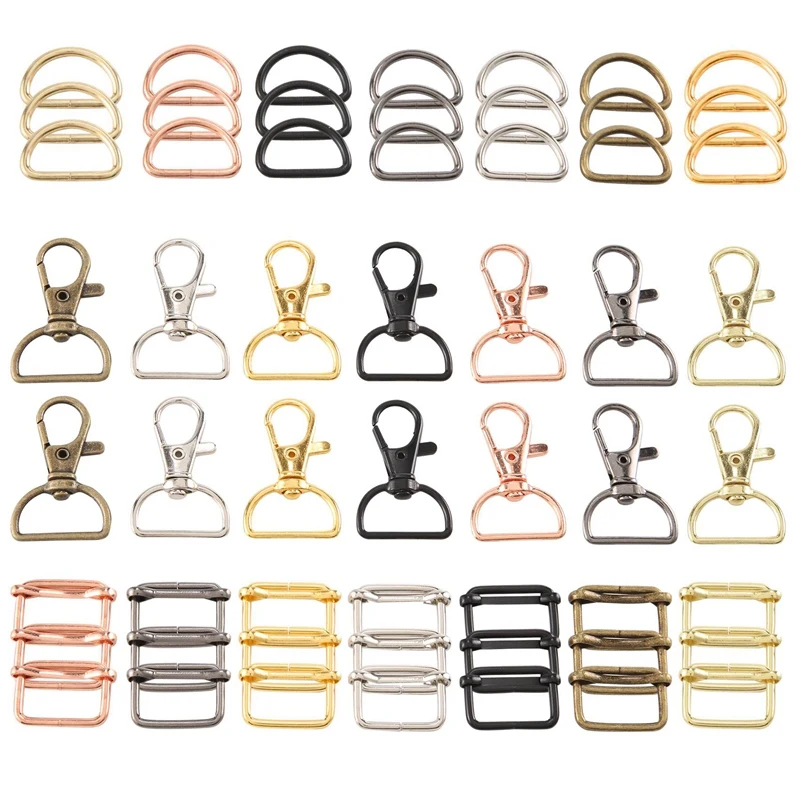 56 Pcs Purse Hardware Keychain Hooks For Bag Making Lanyard Snap Hooks Metal Swivel Clasps With D Rings And Slide Buckle