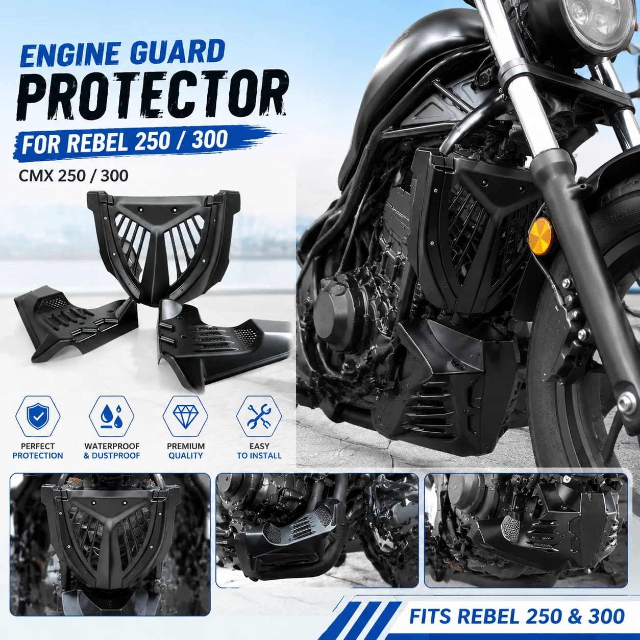 Motorcycle Front Lower Fairing Cover For Honda Rebel cmx 300 250 CMX300 CMX250 Skid Plate Engine Chassis Protective Belly Pan Gu