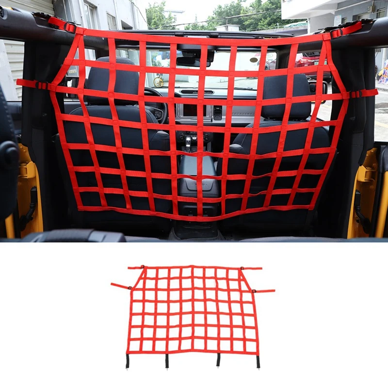 

Car Trunk Isolation Storage Organizer Luggage Cargo Net Mesh Pet Isolation Accessories For Ford Bronco 2021 2022, Red